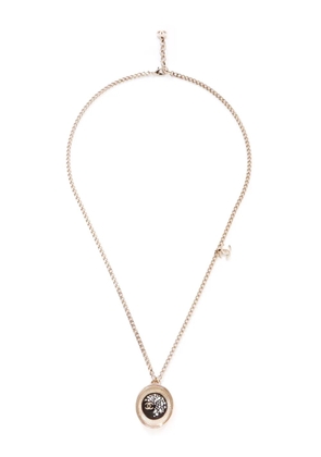 CHANEL Pre-Owned 2021 rhinestone-embellished oval pendant necklace - Silver