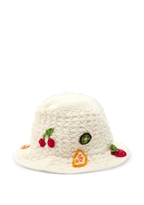 Leslie Amon fruit-appliqué bucket hat - Neutrals