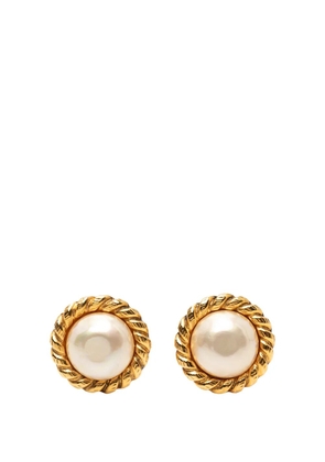 CHANEL Pre-Owned 1970-1980 Gold Plated Faux Pearl Twisted Rope Clip On Earrings costume earrings