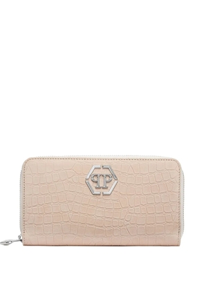 Philipp Plein crocodile-effect zip-around wallet - Neutrals