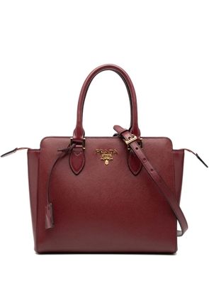 Prada Pre-Owned 2000-2025 Soft Calf Trimmed Saffiano Lux Open Convertible Tote satchel - Red