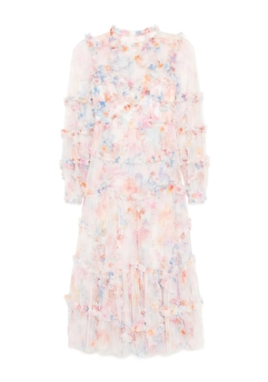 Needle & Thread floral diamond ruffle gown - Pink