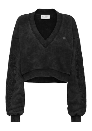 Philipp Plein washed V-neck sweatshirt - Black