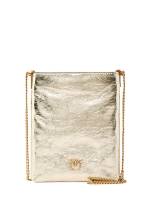 PINKO metallic-finish mini clutch bag - Yellow