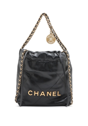 CHANEL Pre-Owned 2021-2025 Mini Shiny Calfskin 22 Handbag satchel - Black