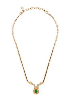 Christian Dior Pre-Owned rhinestone pendant necklace - Gold