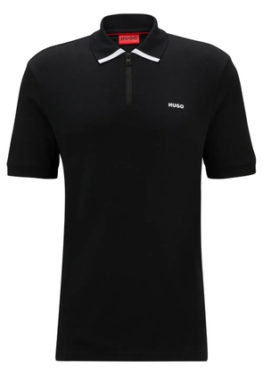 HUGO logo-print cotton polo shirt - Black