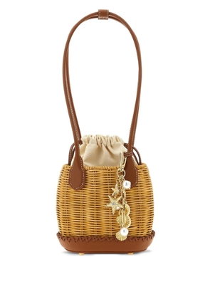 Self-Portrait woven basket bag - Brown