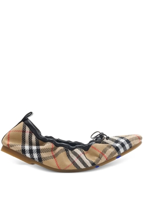 Burberry check bow ballerinas - Neutrals
