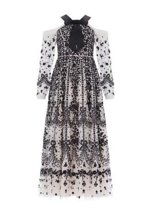 Needle & Thread embroidered-flowers maxi dress - White