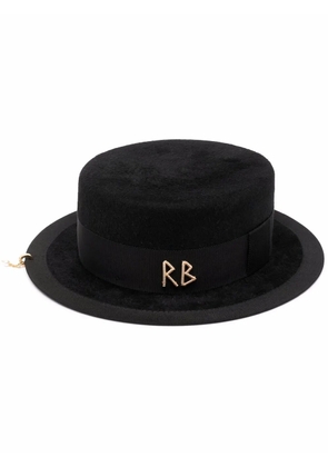 Ruslan Baginskiy Canotier pierced felted hat - Black