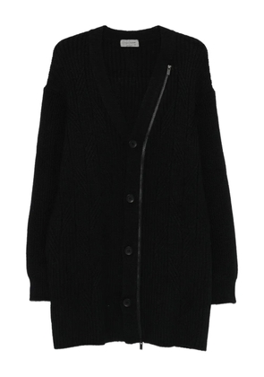 Yohji Yamamoto cable-knit zip-front cardigan - Black