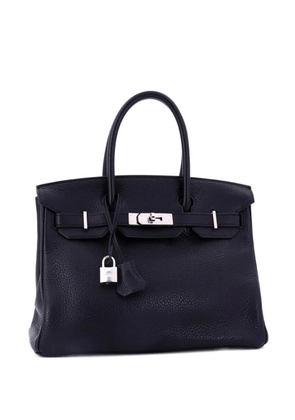 Hermès Pre-Owned Birkin Handbag Black Clemence with Palladium Hardware 30 satchel