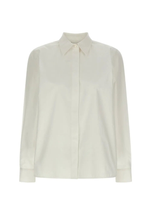 Max Mara long-sleeve logo-appliqué shirt - Neutrals