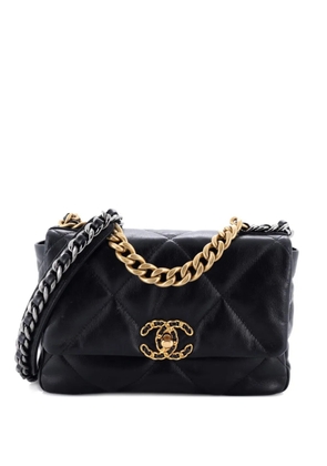CHANEL Pre-Owned 19 Flap Bag Quilted Shiny Crumpled Calfskin Medium crossbody bag - Black