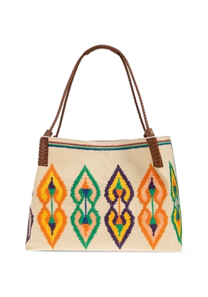 ETRO medium Libra embroidered braided-handle shoulder bag - Neutrals