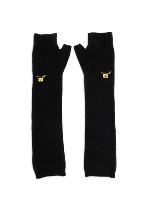 GANNI embroidered fingerless gloves - Black