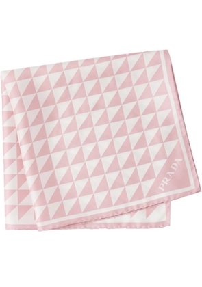 Prada triangle-logo twill scarf - Pink