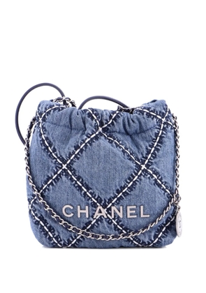 CHANEL Pre-Owned 22 Chain Quilted Stitched Denim Mini hobo bag - Blue