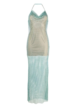 Self-Portrait rhinestone mesh dress - Green