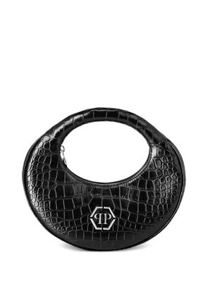 Philipp Plein medium Moon crocodile-print clutch bag - Black