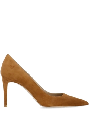 Stuart Weitzman 90mm pointed-toe suede heeled pumps - Brown