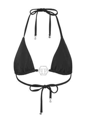 Philipp Plein Crystal Hexagon triangle bikini top - Black