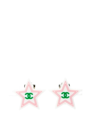 CHANEL Pre-Owned 2004 CC star clip-on earrings - White
