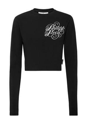 Philipp Plein long-sleeved embroidered top - Black