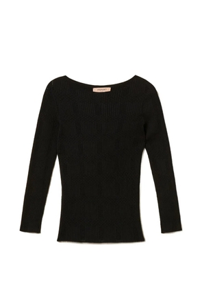 TWINSET ribbed long-sleeve knitted T-shirt - Black