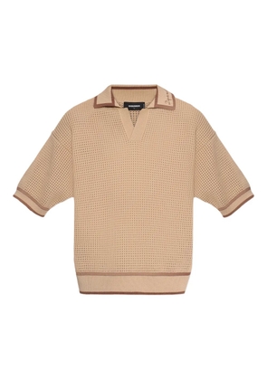 DSQUARED2 open knit embroidered T-shirt - Neutrals