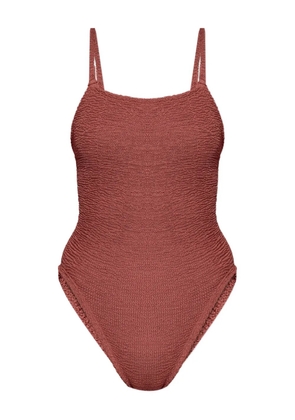 Hunza G metallic crinkle swimsuit - Red