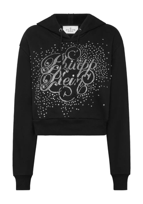 Philipp Plein crystal-embellished logo hoodie sweatshirt - Black
