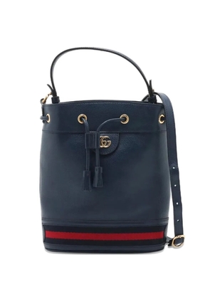 Gucci Pre-Owned tassel striped leather bucket bag - Blue