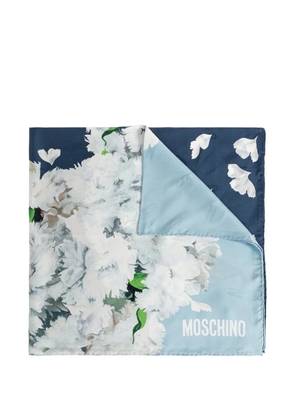 Moschino floral-print silk scarf - Blue