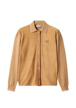 Miu Miu logo-detail buttoned shirt - Brown