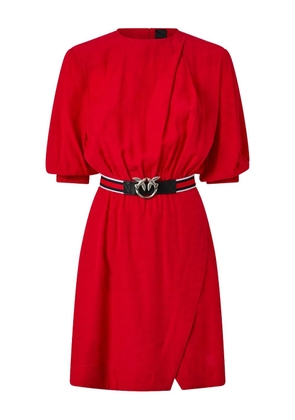 PINKO puff-sleeve belted mini dress - Red