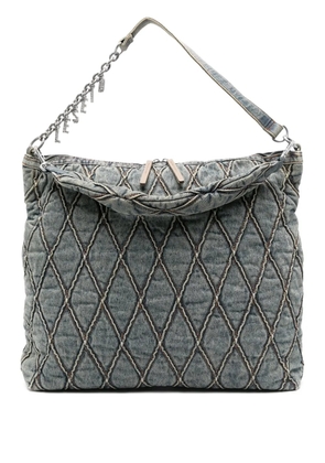 Diesel quilted chain-embellished shoulder bag - Blue