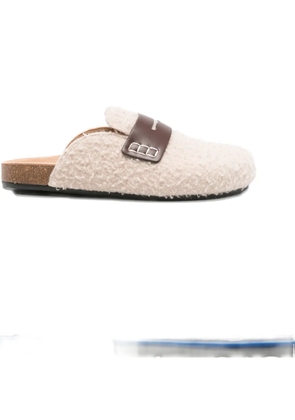 JW Anderson leather-detail shearling mules - Neutrals