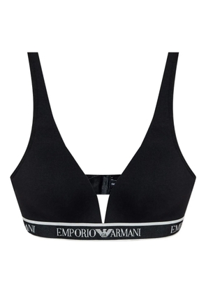 Emporio Armani logo-band triangle bra - Black
