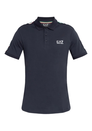 Ea7 Emporio Armani logo stripe polo T-shirt - Blue