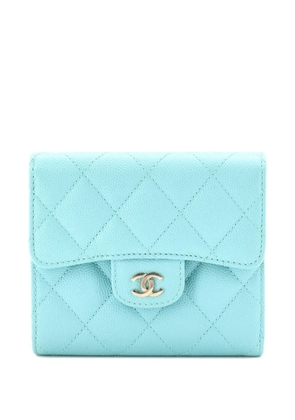 CHANEL Pre-Owned CC Compact Classic Flap Wallet Quilted Caviar small wallets - Blue