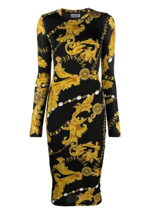 Versace Jeans Couture baroque-print midi dress - Black