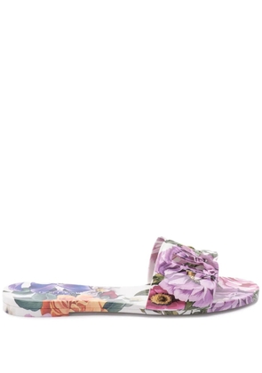 Dolce & Gabbana floral-print slides - White