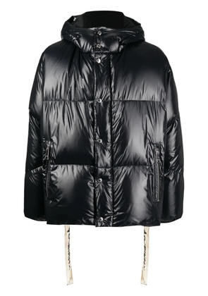 Khrisjoy logo-tape detail hooded padded jacket - Black