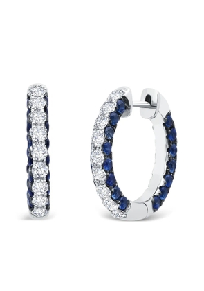 graziela 18K white gold 3 Sided sapphire and diamond hoop earrings - Silver