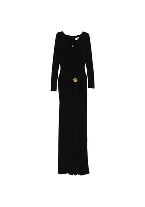 Elisabetta Franchi gold-tone brooch maxi dress - Black
