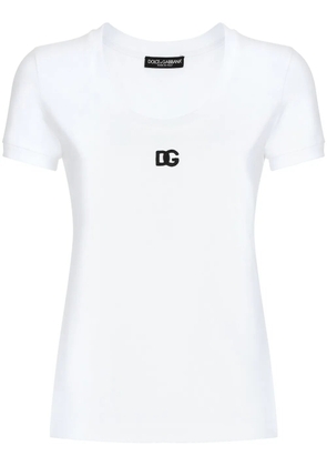 Dolce & Gabbana logo-embroidered cotton-blend T-shirt - White