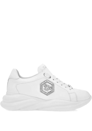 Philipp Plein crystal-embellished platform sneakers - White