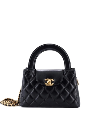 CHANEL Pre-Owned Kelly Top Handle Shopping Bag Quilted Shiny Aged Calfskin Mini satchel - Black